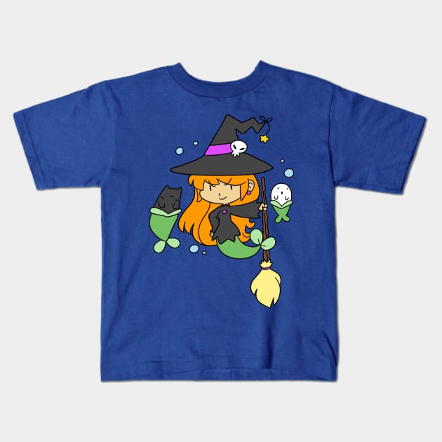 Mermaid Witch Kids T-Shirt by saradaboru